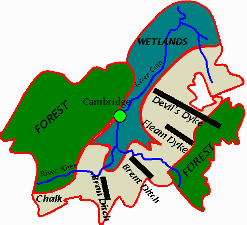 Map of Cambridgeshire Earthworks